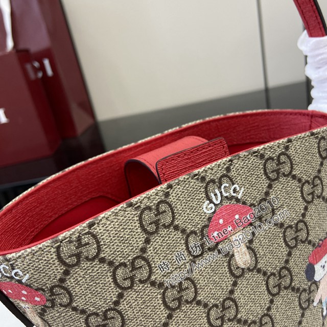 Gucci專櫃古馳2025早春兒童系列最新款動物印花手提托特包 jh2920型號：752356